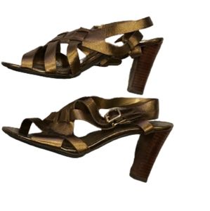 NEW Franco Sarto Braided strap bronze heels